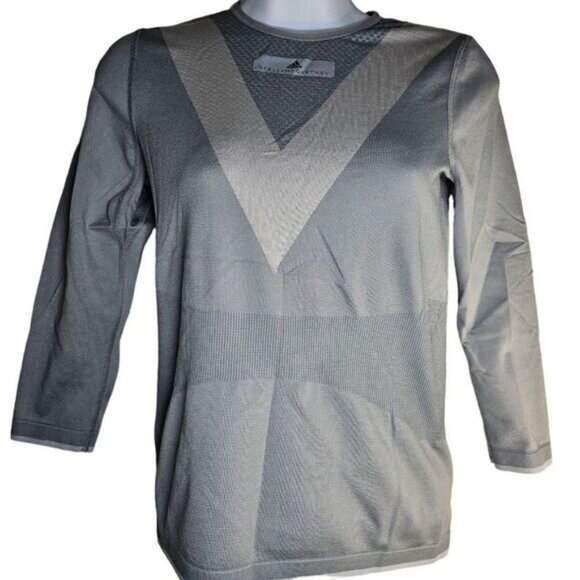 Adidas Stella McCartney Barricade Shirt Top Womens Size S Gray Long Sleeve - Picture 2 of 10